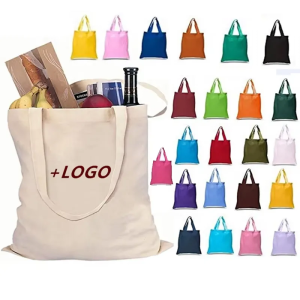 OEM&ODM Custom Printed Recycle Plain Organic Cotton Canvas Tote Bag Large Reusable Canvas Cotton Shopping Bag With Logo