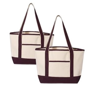 Women's Eco-Friendly Custom Printed Thick Cotton Canvas Shoulder Tote Bag Wholesale Fitness & Grocery Shopping with Logo Pockets