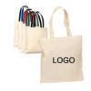 Venda por atacado de sacolas de compras simples de algodão em branco, personalizáveis com logotipo, tamanho padrão, sacolas ecológicas de compras, em lona de algodão de 5 oz, 8 oz e 10 oz
