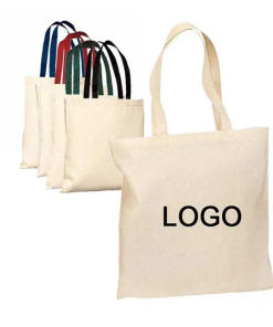 Venda por atacado de sacolas de compras simples de algodão em branco, personalizáveis com logotipo, tamanho padrão, sacolas ecológicas de compras, em lona de algodão de 5 oz, 8 oz e 10 oz