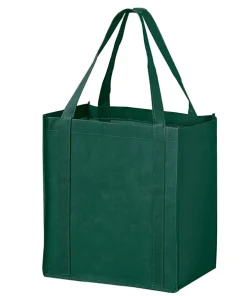 12 x 8 x 13 + 8 Hunter Green Non Woven Grocery Tote Bag