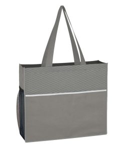 Wave Design Non-Woven Tote Bag with Side Mesh Pocket
