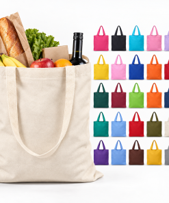 Eco Friendly Recycled Cotton Canvas Tote Bag Letter Custom Logo Reusable Grocery Shopping Bags Large Capacity Handbags Promotion