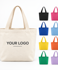 12oz Heavy Canvas Tote Bag Custom Printed Logo Cotton Shopping Handbags Reusable Grocery Bags with Bottom Gusset and Zipper