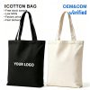 Wholesale Custom Durable Eco-Friendly Personalized Logo High Quality Black 100% Cotton Shoulder Bags