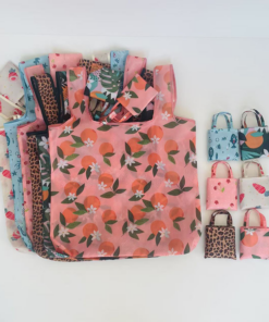 Reusable Eco Friendly Folding Portable Grocery Bags Polyester Foldable Tote Shopping Bag with Pretty Pattern for Daily Use