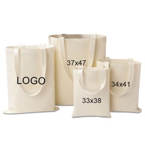 Personalized Natural Recycled Cotton Bag Blank Canvas Shopping Handbag Tote Bag With Custom Printed Logo