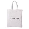 High Quality Custom Printed Cloth Cotton Canvas Tote Bags Reusable Beach & Grocery Shopping with Logo Pockets Wholesale Handled