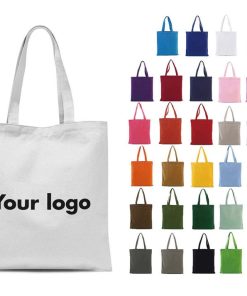 Custom Printed Logo Reusable Canvas Tote Bags Shoulder Strap Extra Large Handheld Shopping Bags for Gift Daily Use Outdoor