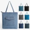 Women Top Zipper Daily Use Durable Denim Fabric Casual Classic Handbags