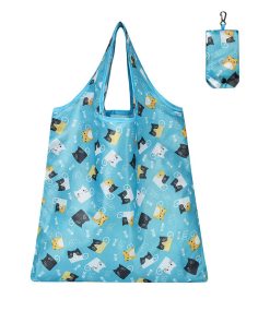 Borsa a tracolla pieghevole in nylon e poliestere con stampa a colori, pubblicitaria, riutilizzabile, da supermercato, leggera, per la spesa, borsa pieghevole