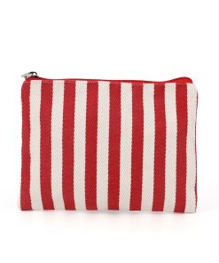 Large Eco-Friendly Custom Colorful Striped Canvas Cosmetic Bag Travel Daily Toiletry Pouch Makeup Storage Bag with Logo