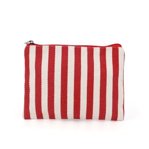 Large Eco-Friendly Custom Colorful Striped Canvas Cosmetic Bag Travel Daily Toiletry Pouch Makeup Storage Bag with Logo