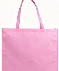 Cheap Recyclable Pink PP Non Woven Bag With White Logo Printed Promotion Tote Bag