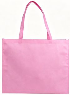 Cheap Recyclable Pink PP Non Woven Bag With White Logo Printed Promotion Tote Bag