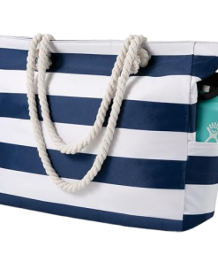 Custom Large Portable Beach Tote Bag for Women Waterproof Sand-proof with Zipper for Beach Day Outings