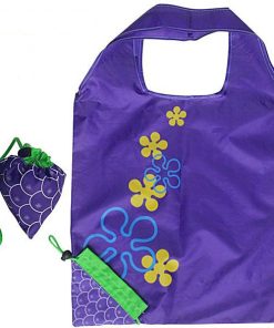 Vente en gros : grand sac fourre-tout pliable écologique à motif de fraises, avec bandoulière – sac de courses réutilisable en polyester imperméable