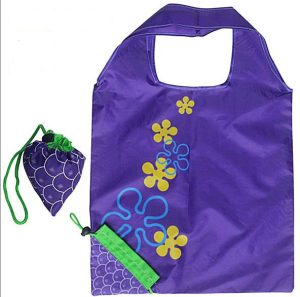 Vente en gros : grand sac fourre-tout pliable écologique à motif de fraises, avec bandoulière – sac de courses réutilisable en polyester imperméable