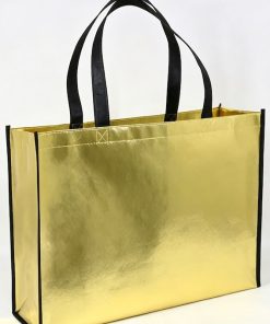 Laser Gold Bags Wholesale Custom Logo Gift Grocery Shopping Eco Friendly Big Capacity Non Woven Bag