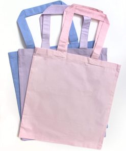 Long Handle Grocery Bag Coloured Canvas Pastel Tote Bags Solid Color Block Totebag Pastel