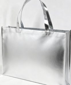 Luxury Shiny Silver Laser Non Woven Tote Bag Custom Logo Printed for Shopping
