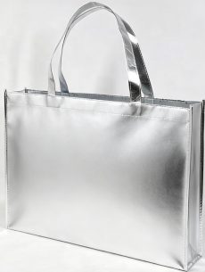 Luxury Shiny Silver Laser Non Woven Tote Bag Custom Logo Printed for Shopping