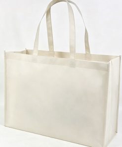 Reusable Strong Handle Sturdy Orange Non Woven Tote Bag With Black Logo Print