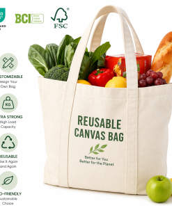 Large Capacity Personalized Reusable Tote Shopping Bags High Quality Wholesale Custom Canvas Tote Bag with Logo Printed