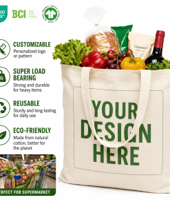 Custom Personalized Reusable Fashion Canvas Bag for Women Shopping Travel Business Activities with Logo or Design