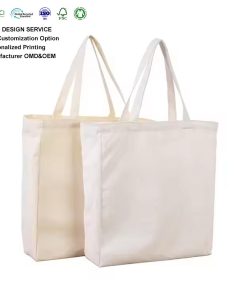 High Quality Eco Friendly Reusable Cotton Canvas Tote Bag Durable Blank Plain Cotton Shopping Tote Bag with Custom Logo Printed