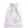Customizable White Muslin Cotton Lavender Packaging Pouches Reusable Embroidered Jewelry