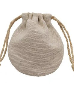 Custom Logo Printed Round Cotton Storage Canvas Drawstring Bag