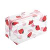 Clear Makeup Bag Fashion Transparent Travel Portable Mini Wash Storage Bags Strawberry Flower Print Cosmetic Bag Women Zipper