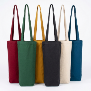Wholesale Custom Tote Mini Oversized Canvas Single Wine Bottle Bag Eco Friendly Cotton Handle Shopping Bag for Gift Packaging