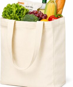 Custom Logo Printed Recyclable Plain Shopping Solid Nature Color Cotton Tote Canvas Bag with Custom Printing
