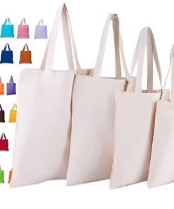 Lightweight Customized Logo Letter Printing Cotton Tote Bag Reusable Grocery Canvas Bags for DIY Advertising Promotional Daily