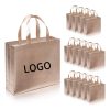 Customized Printing Luxury Laminated Waterproof Grocery Tote Rose Gold Shopping pp Non Woven Bag for Big Clothes Coat