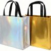 Handle Custom Colors Shiny Laser Silver Non Woven Bag Logo Printed for Shopping Clothes