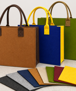 Felt Tote Handbag Shopping Bag Reinforced Handles Sturdy Bottom Clean Edges Premium Felt Eco Friendly Custom Logo
