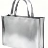 Wholesale Price Custom Shiny Metallic Silver Reusable Non Woven PP Laminated Shopping Tote Bag for Boutique