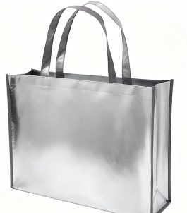Wholesale Price Custom Shiny Metallic Silver Reusable Non Woven PP Laminated Shopping Tote Bag for Boutique