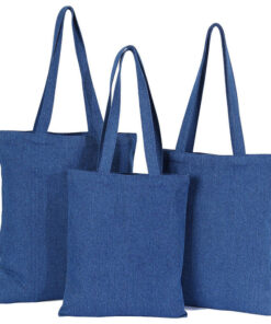 Denim Canvas Custom Advertising Eco-Friendly Handled Tote Bag Thermal Transfer Printed Logo Gift Bag Customizable Hang Tag Care