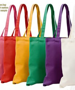 Wholesale Eco Friendly Cotton Canvas Tote Shopping Bag Custom Logo Advertising Letter Many Colors Choose Beach Bag Durable Pull