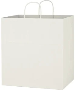 Printed Kraft Paper White Shopping Bags (14" x 15" x 10")