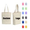Custom Design Organic Recyclable Screen Plain Letter Logo Reusable Eco-Friendly Supermarket Shopping Cotton Canvas Tote Bag