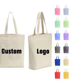 Custom Design Organic Recyclable Screen Plain Letter Logo Reusable Eco-Friendly Supermarket Shopping Cotton Canvas Tote Bag