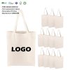 Heavy Duty Custom Logo Printed Thick Cotton Canvas Tote Bag 100% Organic Reusable Shopping Cotton Tote Bags for Advertising Gift