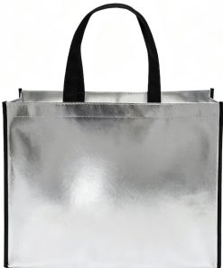 Factory Price Silver Metal Laser Laminated Shopping PP Non Woven Bag With Fashion Logo Printed Fabric Bag