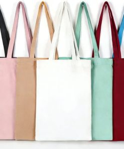 Wholesale Recycled Heavy Duty Canvas Tote Bag Customized Offset Print Long pp Webbing Medium Screen Plain Letter Shopping Bag