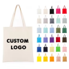 Custom Printed Letter Pattern Bulk Reusable Organic Cotton Canvas Tote Bag with Two Handles for Beach Use